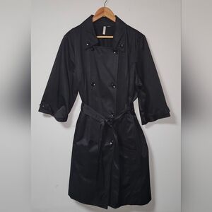 Old Navy Black Double Breast Belt 3/4 Sleeve Trench Coat XL